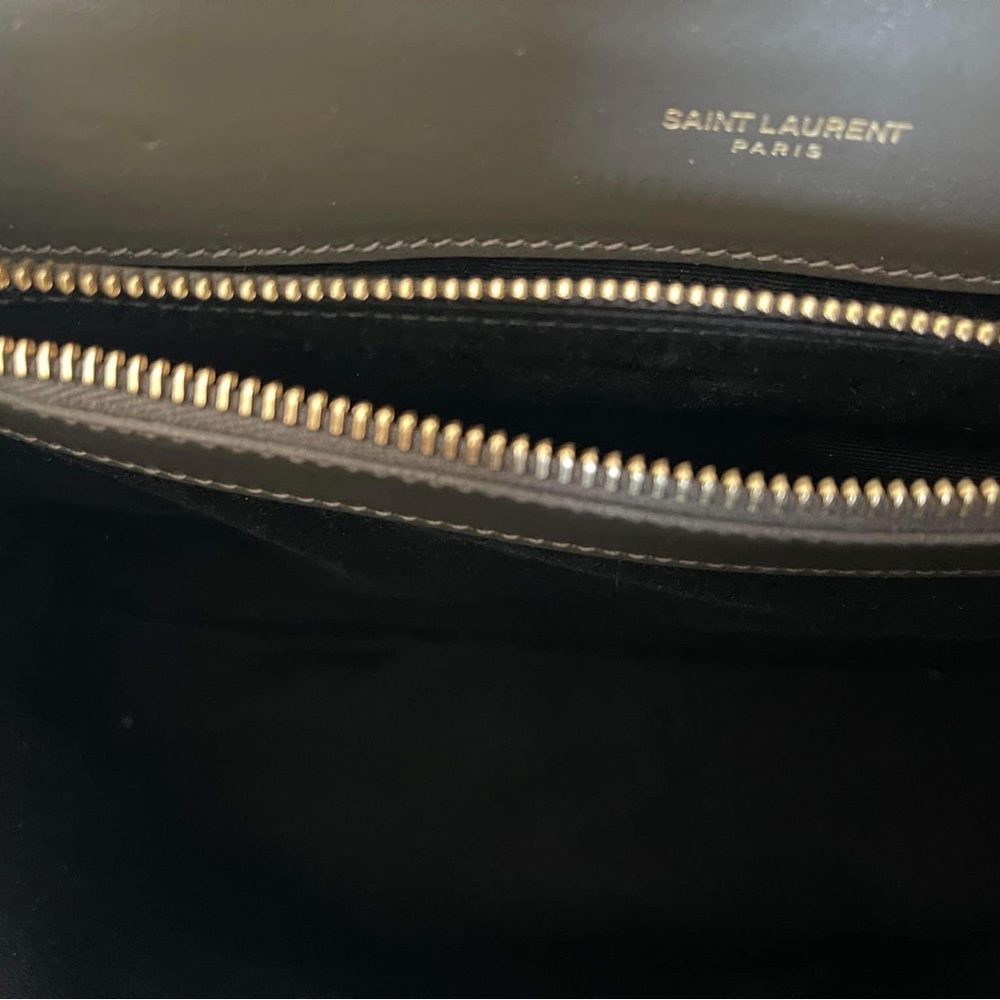 YSL LOULOU MEDIUM CHAIN BAG IN QUILTED "Y" LEATHER Grey PRISTINE Authentic - Picture 9 of 16
